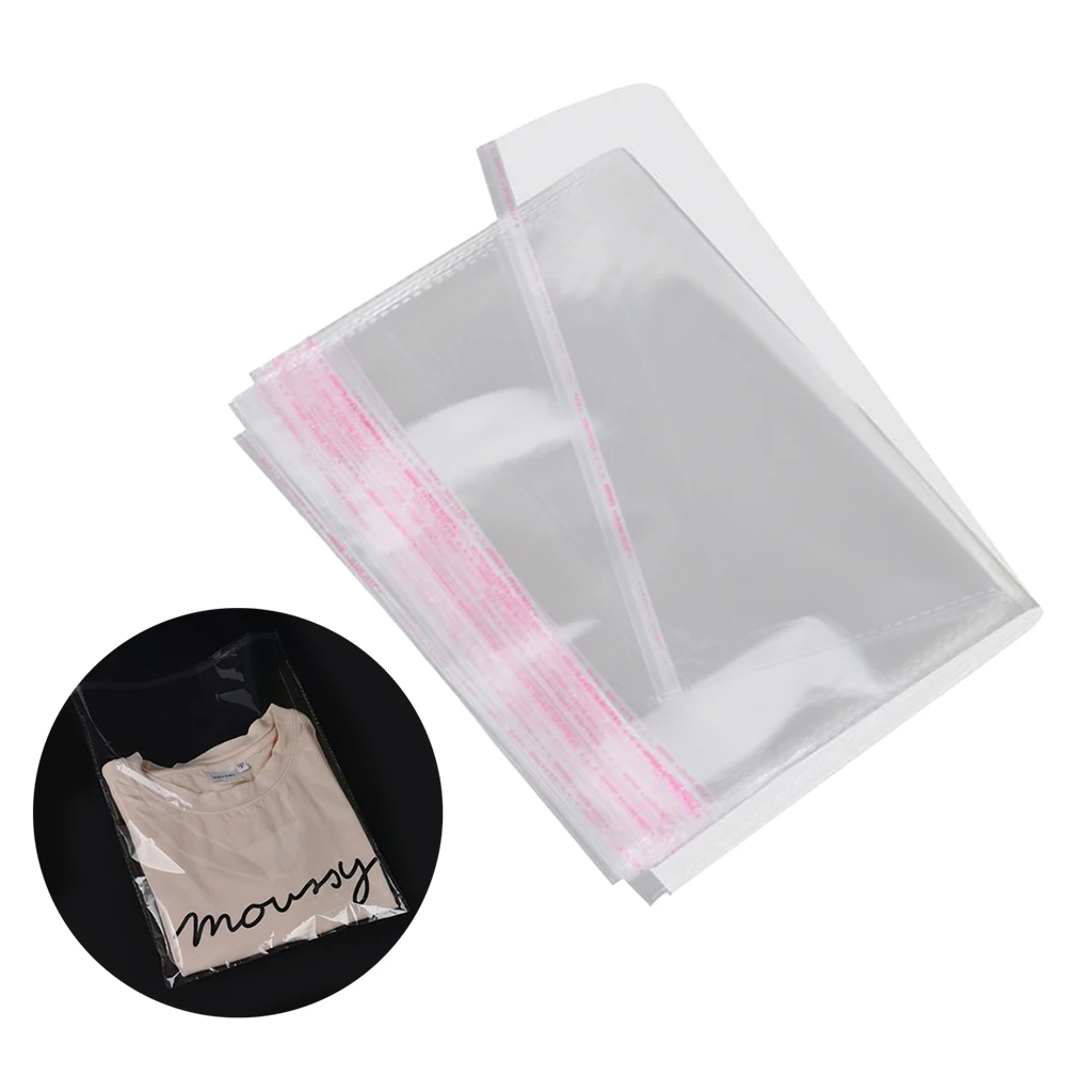 100pcs 11x8 Inch Clear Resealable Cello Bags Cellophane Bags for T-Shirt Clothing, Candy Bread Chocolate Jelly Cookie Poly Bags