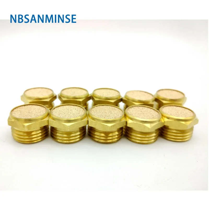 

10Pcs/lot NBSANMINSE V-A Type Series Pneumatic Muffler Brass M5 1/8 1/4 3/8 1/2 3/4 1 Fitting Exhaust Air Silencer
