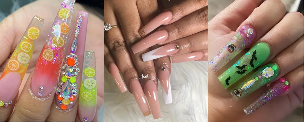 Dicas de Unhas Bolsas Unhas Falsas 500 Peças Longo c Curvado Francês Ponta Falsa Imprensa Clara no Unha Atacado 100 x 6 ponta falsa imprensa clara no prego atacado