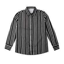 Умные повседневные мужские рубашки в полоску, деловые рубашки с отложным воротником и длинным рукавом, Мужские приталенные рубашки, однобортные Топы