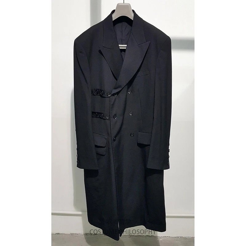 S~ 6XL! Настраиваемая новая мужская одежда Yamamoto сценическое шоу двубортный костюм в длинном разрезе свободный мульти-пуговичный костюм