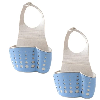 

2 Pack Kitchen Sink Caddy Double Sink Drain Basket Sponge Soap Rack Storage Tool Kitchen Bathroom Organizer