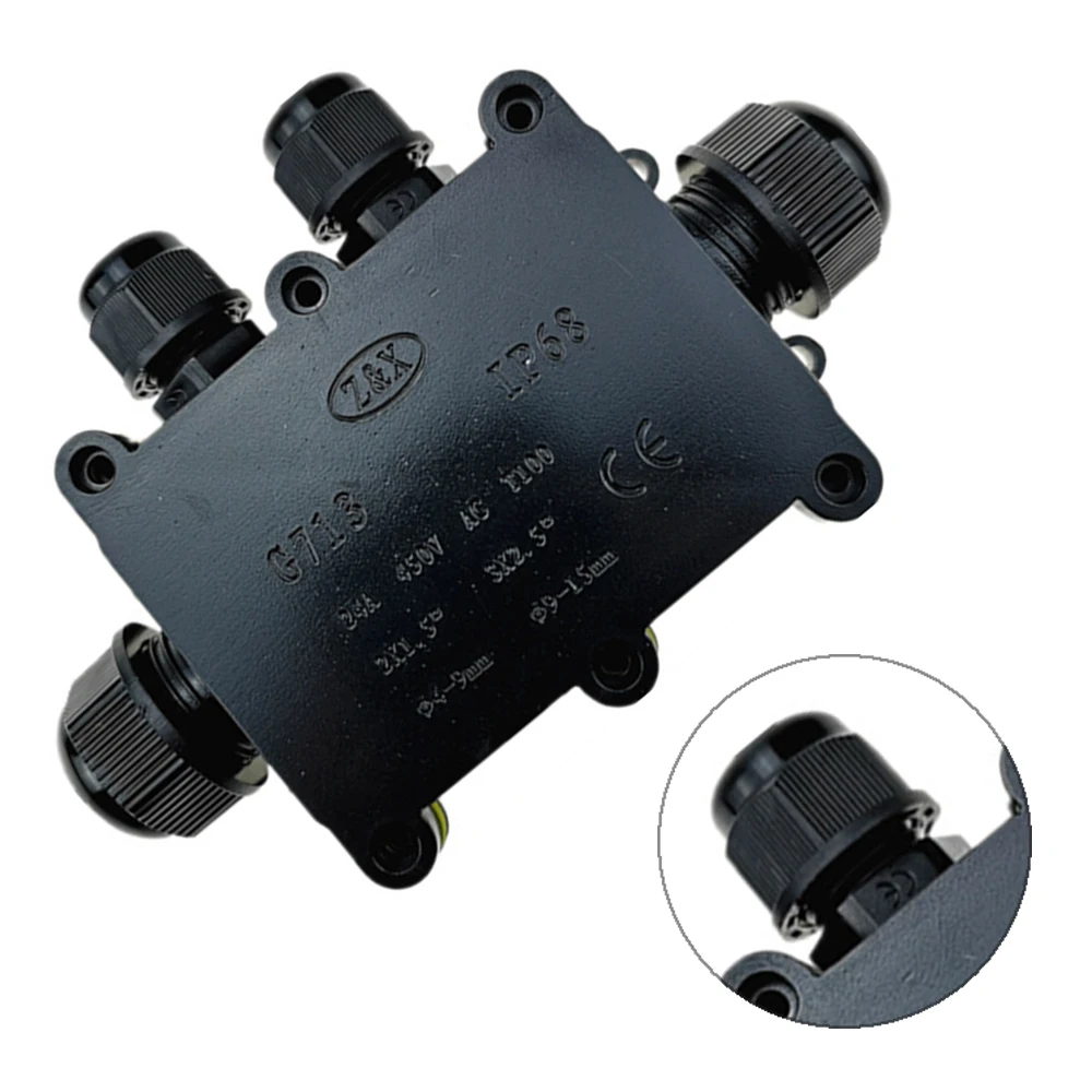 New Outdoor 4-Hole Cable Waterproof Box Dust-Proof Sunscreen Terminal Box Ip68 Four-Way Waterproof Junction Box