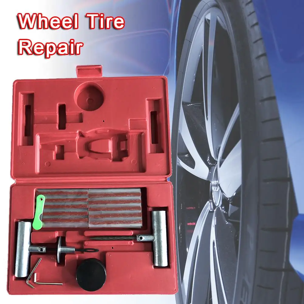 57pcs Flat Tire Repair Car Truck Motorcycle Home Plug Tire Repair Kit DIY Flat Tire Repair Car Truck Motorcycle 30x20x6cm