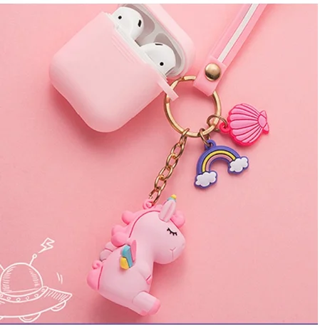 Силиконовый чехол для airpods 2 милый с мультяшными брелоками аксессуары защитный air