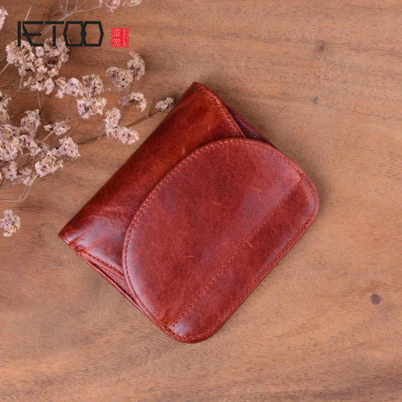 

AETOO Fashion Wallet Women Genuine Leather Wallets Female Hasp Double Zipper Design Coin Purse ID Card Holder Unisex Slim Walle