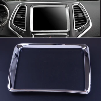 

ABS Silver Car Interior Navigation Control Decorative Cover Frame Molding Trim Box fit For Jeep Cherokee 2014-2018 2019