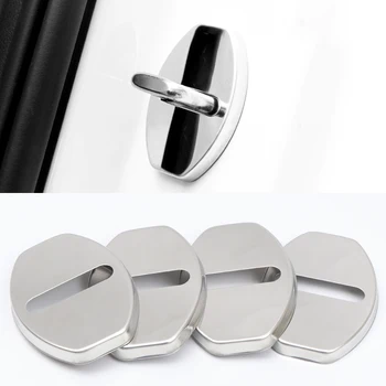

4PCS Stainless Steel Car Door Lock Buckle Protector Cover Trim Sticker for Skoda Kodiaq Karoq 2017 2018 2019 2020 accessories