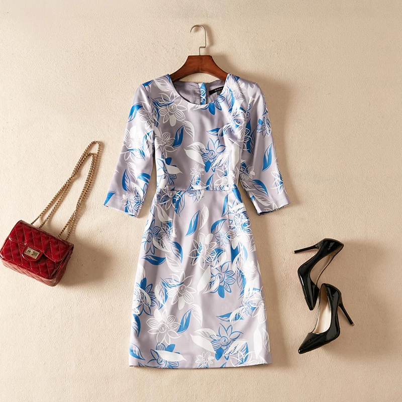 2019 осеннее милое элегантное платье с принтом для женщин офисное женское коротким