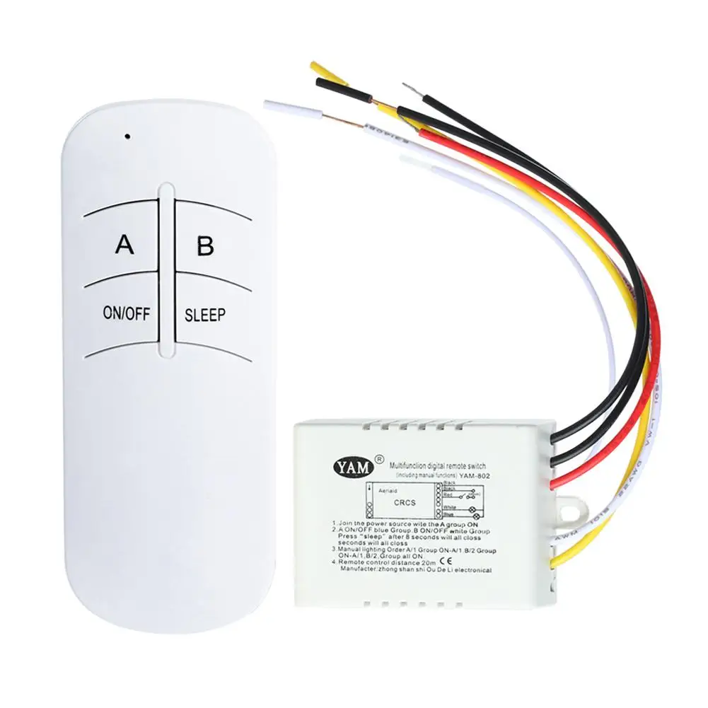 Wireless 1/2/3/4-Way Smart Lamp Switch Remote Control Wall Mounted 220V White
