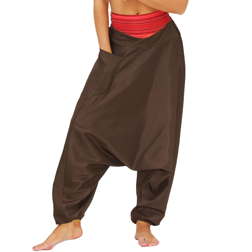 Pantaloni Yoga per le Donne Side Slit Ali Baba Baggy Jogger Hippie Yoga Spiaggia Pantaloni Harem 