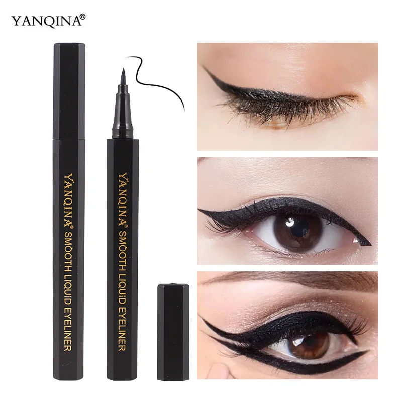 YANQINA 36H Long-lasting Eyeliner Pen Eyes Makeup Cosmetics Black Liquid Eye Liner Pencil Waterproof Eyeliners Make up Ink Stick