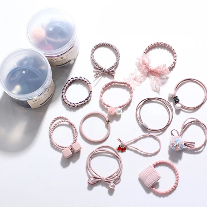 

12pcs/lot With Box Girls Elastic Hairbands Sweet Daily Multi-style Simple Hair Bands Lace Bow Elegant Hairpin Hair Accessories