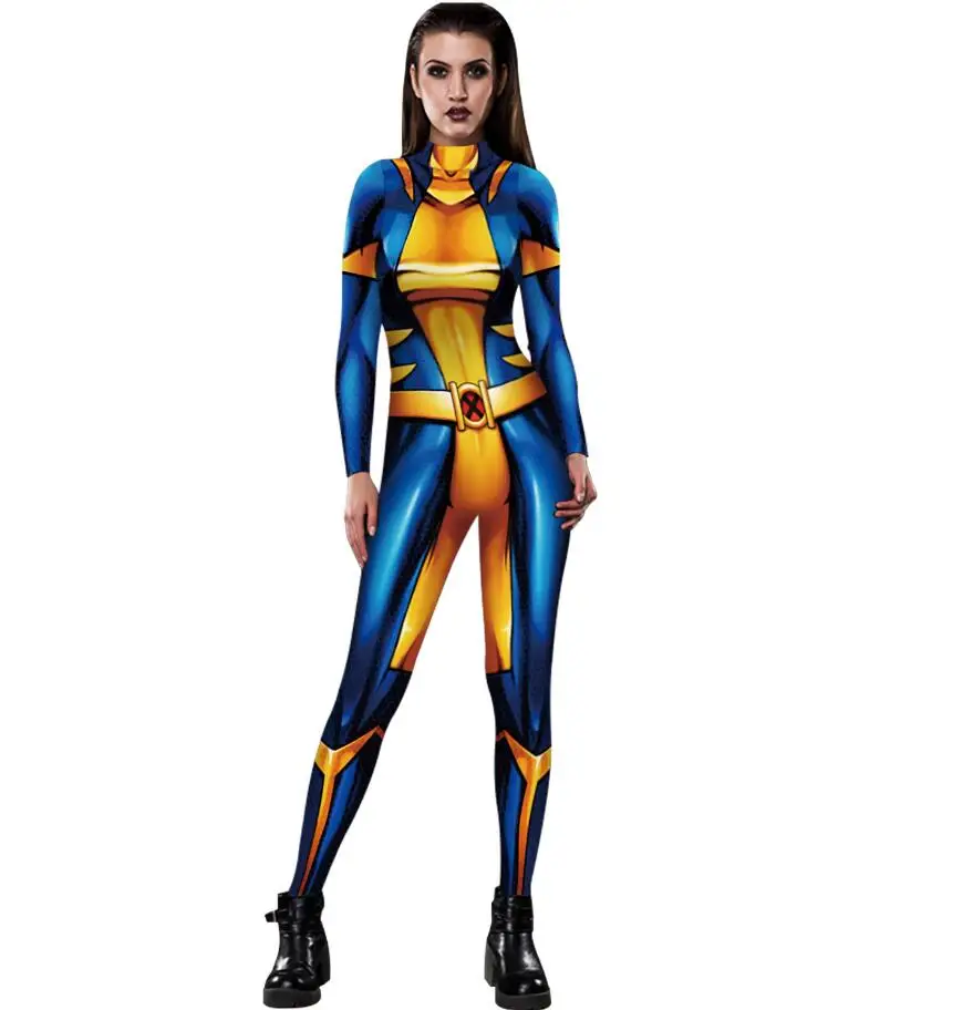 X-MEN Ворон даркхолм Мистик косплей костюм 3D Принт Дешевые Xmen супергерой Хэллоуин Zentai костюм для взрослых