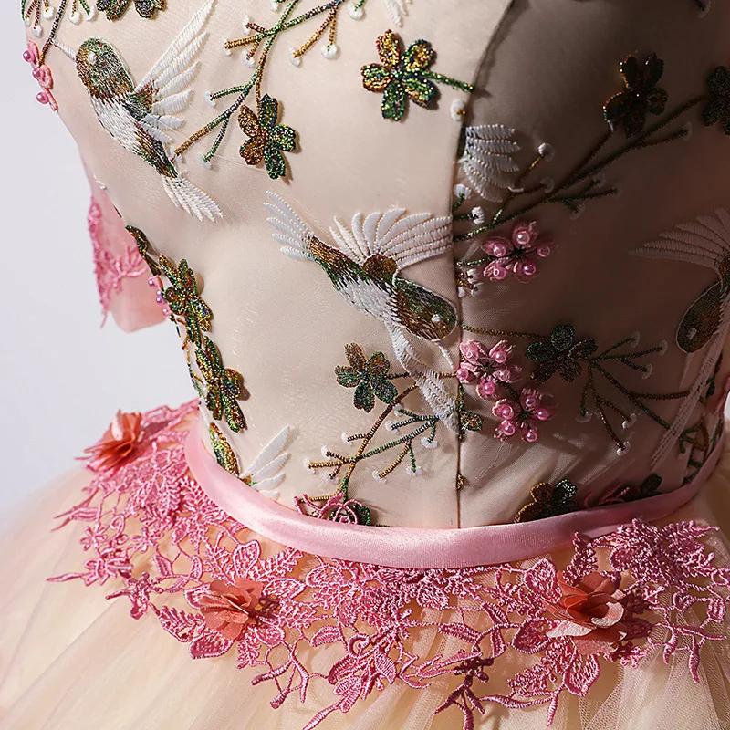 Gryffon Quinceanera Dress V-neck Party Prom Short Sleeve Ball Gown Elegant Floral Print Solo Host Formal Quinceanera Dress