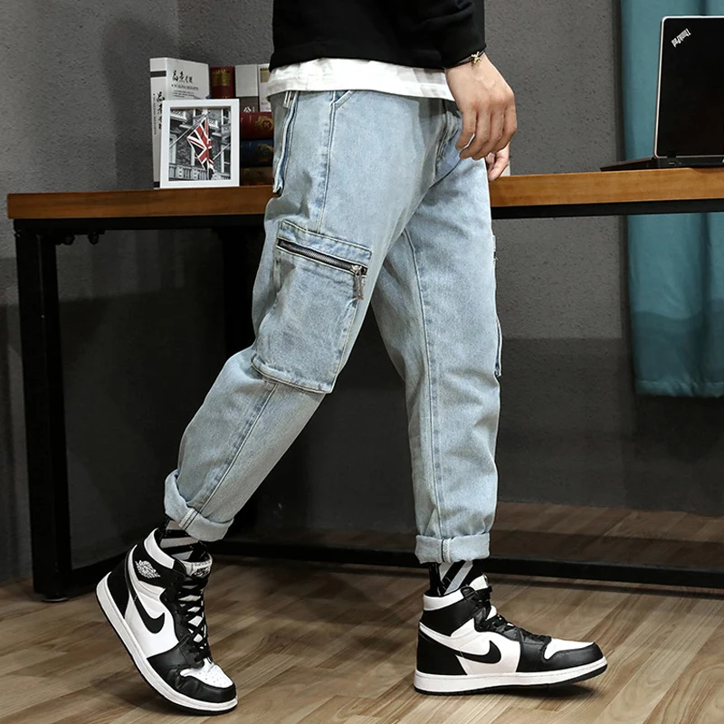 Джинсы карго мужские свободного покроя Модные Винтажные дизайнерские штаны из