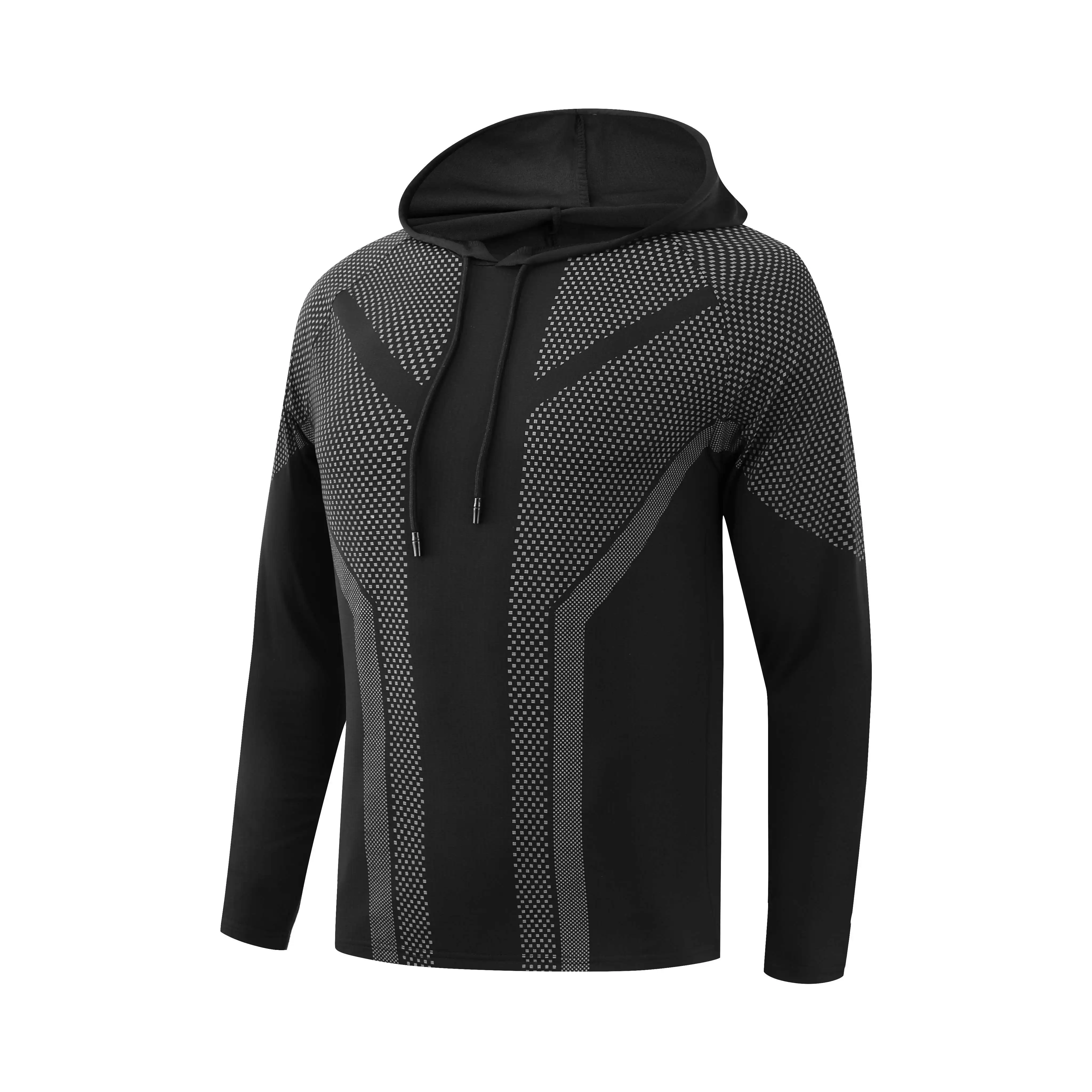 Casual Long Sleeve Men's Breathable Gym Fitness Hooded T Shirt Men's Fitness Apparel, Men's