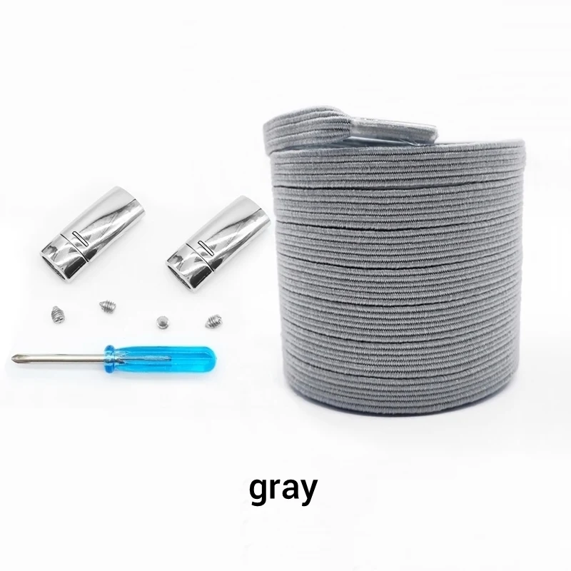 gray Новинка, 1 пара, магнитные шнурки, эластичные шнурки для обуви, для детей и взрослых, плоские кроссовки, шнурки, металлические шнурки с быстрым замком, шнурки Z077 - Цвет: gray