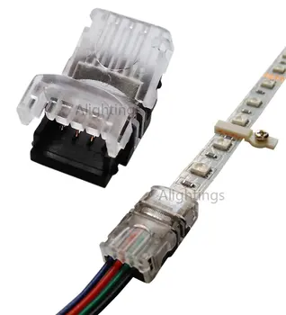 

RGB LED Connector for 4Pin 5050 Non-Waterproof LED Strip Lights- Strip to Wire Quick Connection, 20 - 18 AWG Wire jk1137
