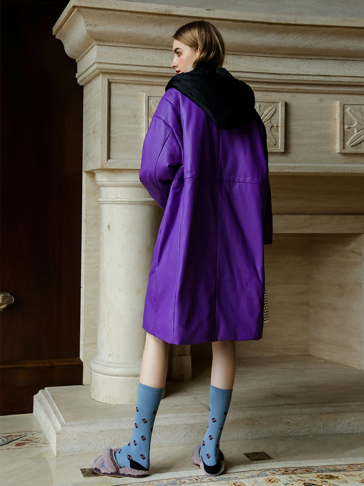 Женская куртка из натуральной кожи, овчина, зимнее пальто, длинный пуховик на белом утином пуху, Роскошные пальто и куртки для женщин, TBM19N-8122, YY1738