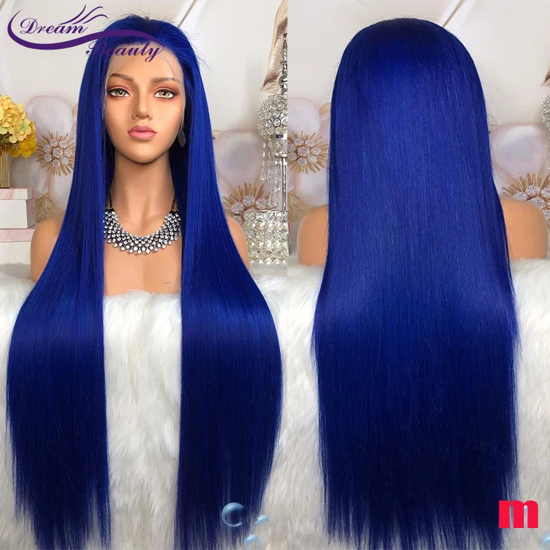 blue wigs human hair