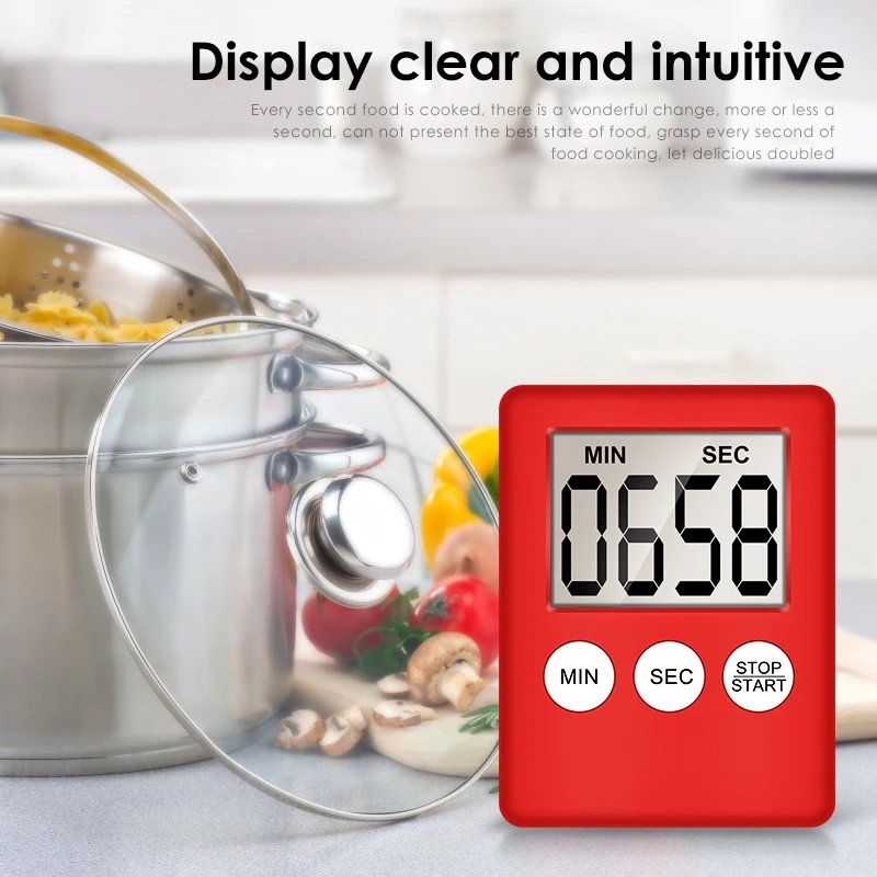 

Super Thin LCD Digital Screen Kitchen Timer Square Cooking Count Up Countdown Alarm Sleep Stopwatch Temporizador Clock dropship