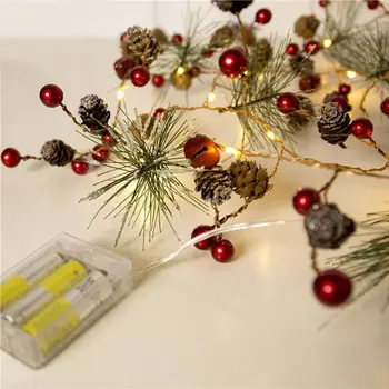 

20 LED String Lights Pine Needle Pinecone Berry Decorative String Lights Xmas Tree Decoration