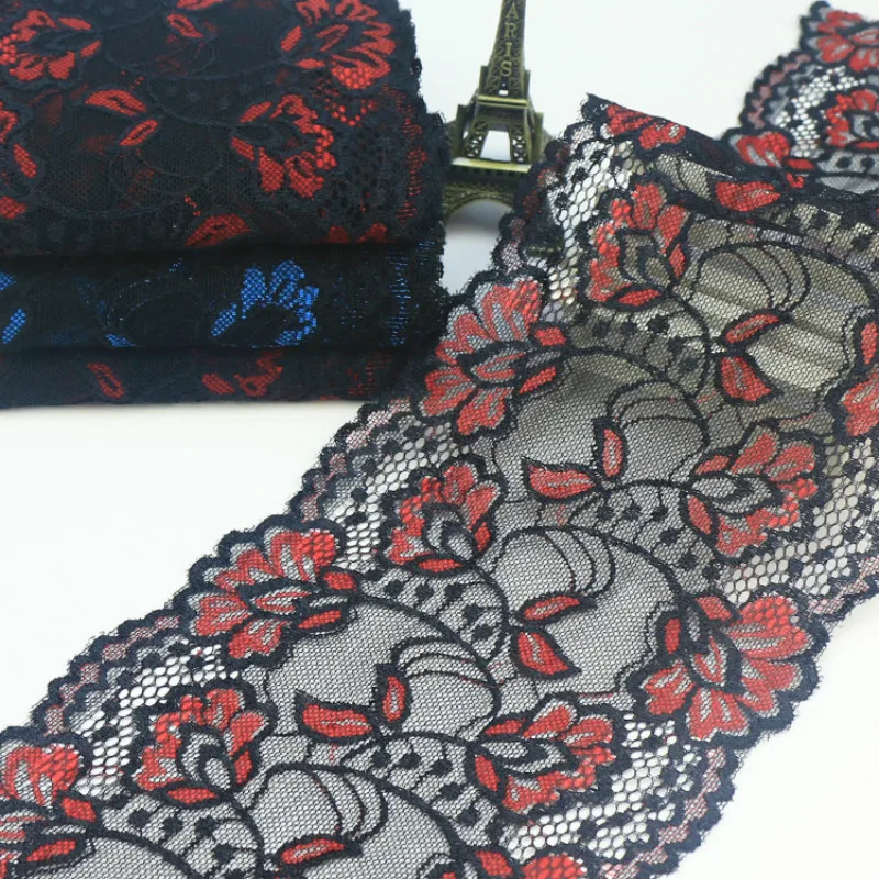 1 ярд эластичная кружевная ткань красная и черная кружевная отделка для шитья платья ремесла классическая юбка украшения Аксессуары