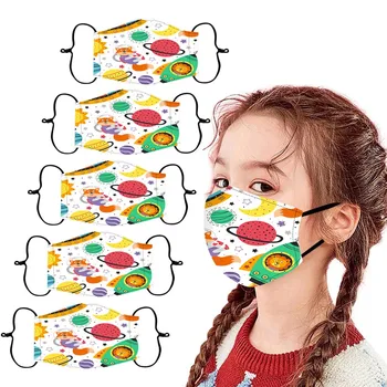 

5PCS Children Cartoon Printed Reusable Washable Outdoor Breathable Face Mask Outdoor Protect Solid Mouth Cover Mascarilla
