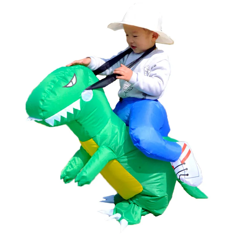 Kids Mascot Green T-REX Dinosaur Inflatable Costume Boys Girls Riding Dino Party Dress Up Costumes Halloween Cosplay Cartoon Toy Kids Mascot Green T-REX Dinosaur Inflatable Costume Boys Girls Riding Dino Party Dress Up Costumes Halloween Cosplay Cartoon Toy