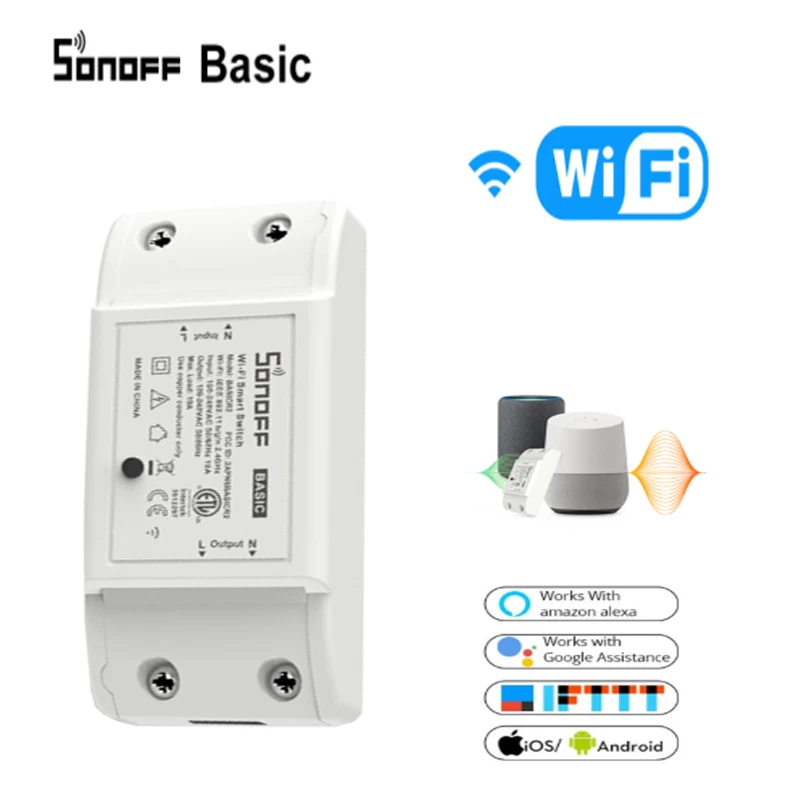Itead SONOFF Basic R2 Wifi Switch Module Universal Breaker Timer DIY Smart Light For Home Work With Alexa | Электроника