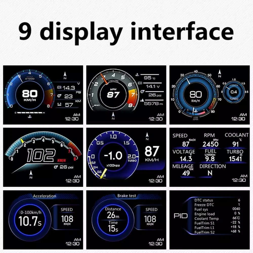 2 1 HUD OBD GPS   ÷ ڵ ӵ  Ÿ  ˶ LCD   溸 ý