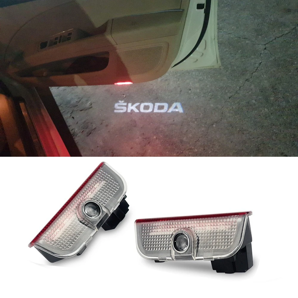 2 шт. Автомобильный светодиодный для Skoda Superb 2009- Дверь Добро пожаловать лампа логотип проектор Ghost Shadow лампа освещения салона автомобиля декоративная лампа