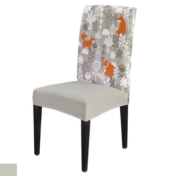 

Cartoon Animal Fox Forest Flowers Chair Cover Spandex Elastic Chair Cover Hotel Wedding Supplies Dining Chair Cover Stretch