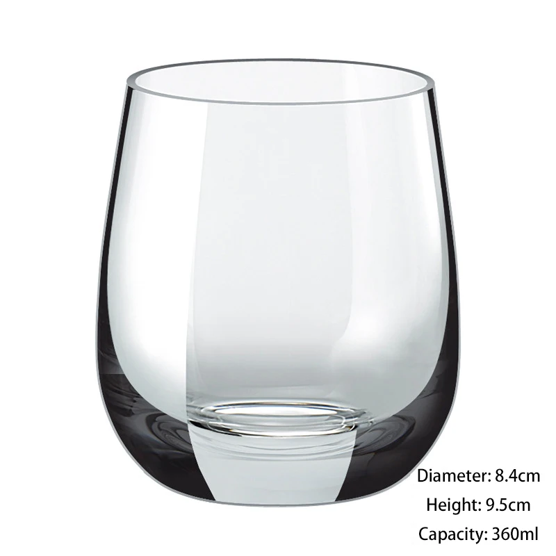 Высококачественная Хрустальная плоская Нижняя стеклянная чашка для виски, бокал для вина, бокал для коктейля, бокал для вина, домашний бар, отель, посуда для напитков - Цвет: 360ml