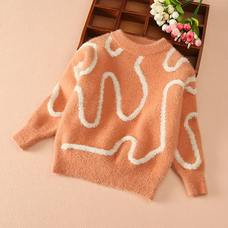 Свитера для девочек Зимний толстый свитер из искусственного бархата Новинка года, детская Вельветовая рубашка в Корейском стиле для девочек свитер для девочек