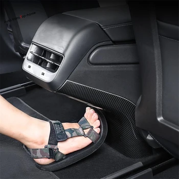 

Yimaautotrims Rear Armrest Box Anti Kick Protection Panel Cover Trim Fit For Tesla Model 3 2018 2019 2020 ABS Interior Mouldings