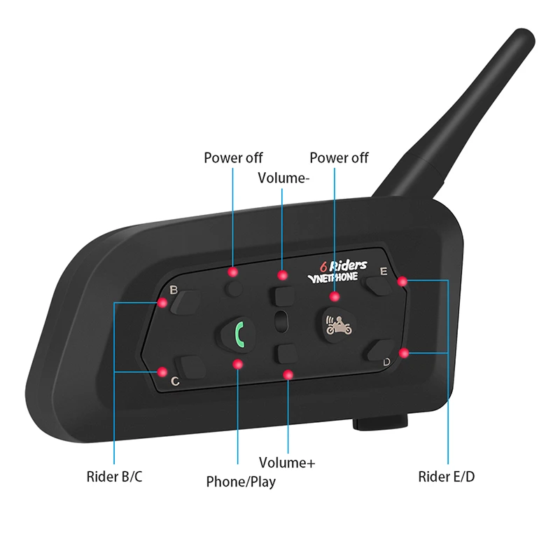 Мотоциклетный шлем Bluetooth walkie talkie 1200 метров дуплекс езда Bluetooth walkie talkie V6-1200