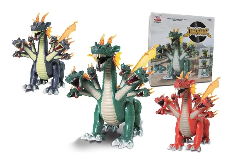 

Hot Selling Jurassic World Dinosaur Seven Heads Wolong Model Electric T-Rex Children Dinosaur Model