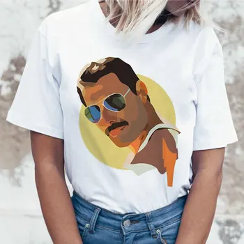 

Freddie Mercury tshirt Ullzang tshirt Women Female New t-shirt Queen Band Aesthetic Summer Casual Femme Graphic printing tshirt