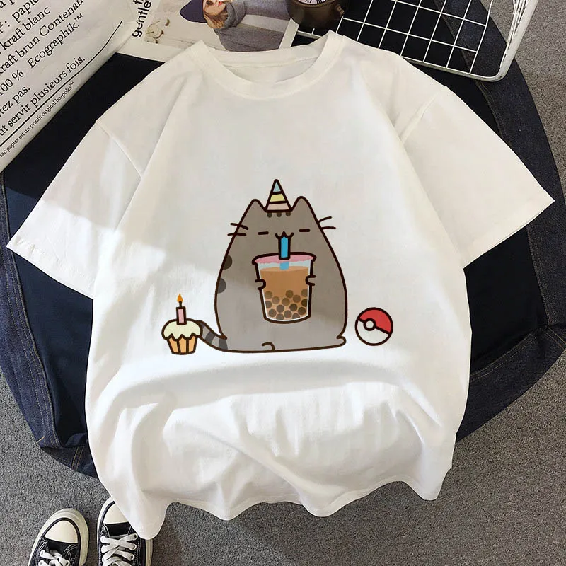 Kawaii/футболка с толстым котом Детская Новая летняя Милая модная футболка для детей тонкая хипстерская футболка для девочек топы, одежда BAL541 - Цвет: BAL541E