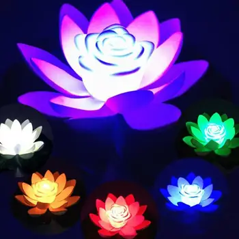 

6Pcs Water Floating Lotus Light Romantic Wishing Light Water Lantern Flower Shaped Pool Light Buddha Light With Batteries