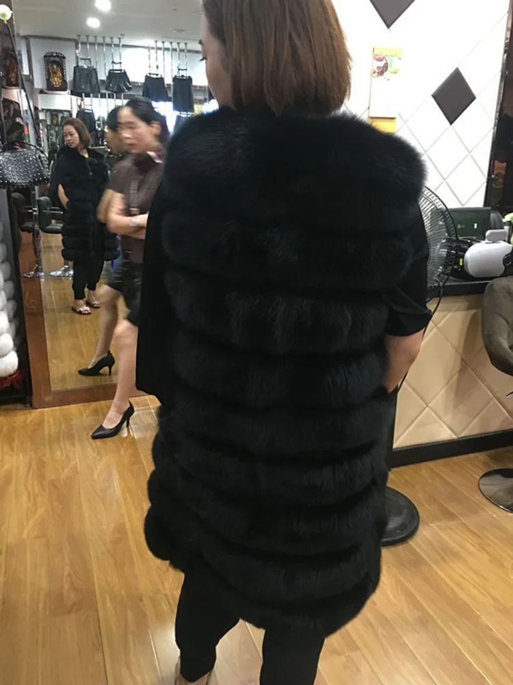 Роскошный Норковый жилет из искусственного меха XXL Женские пальто зима манто femme hiver длинный жилет с капюшоном из искусственного меха жилет FW132