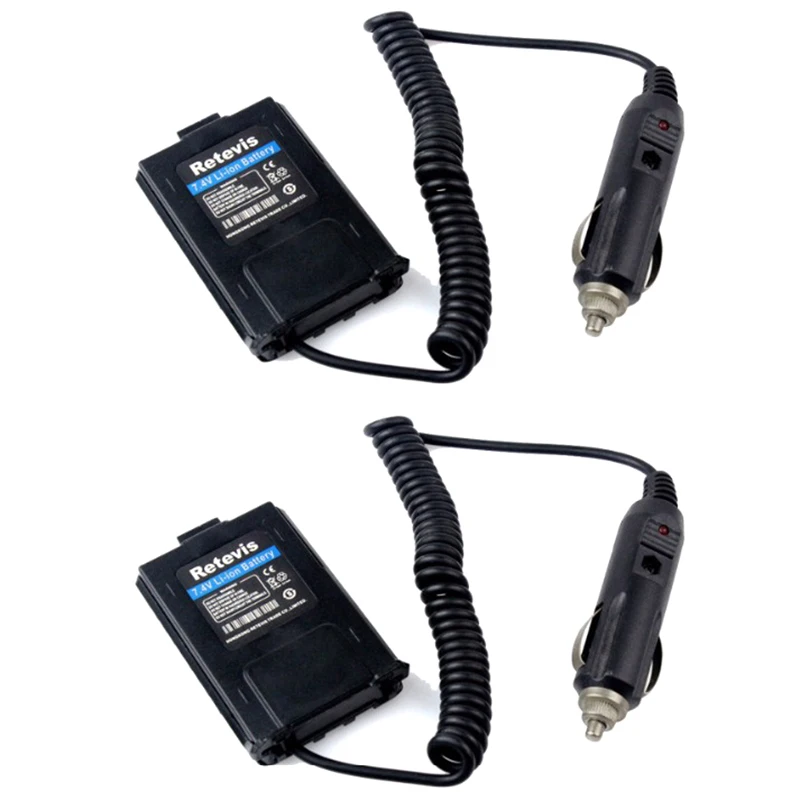 Retevis 2 шт. автомобильное зарядное устройство батарея Eliminator Dc 12 В для Baofeng Uv-5R Uv5R Retevis Rt-5R Rt5R аксессуары для интерфонов для путешествий