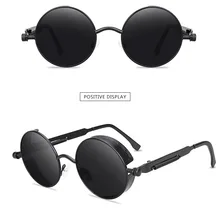 Gafas de sol redondas clásicas para hombre y mujer, gafas de sol redondas Vintage de diseñador de marca, montura metálica, gafas negras UV400