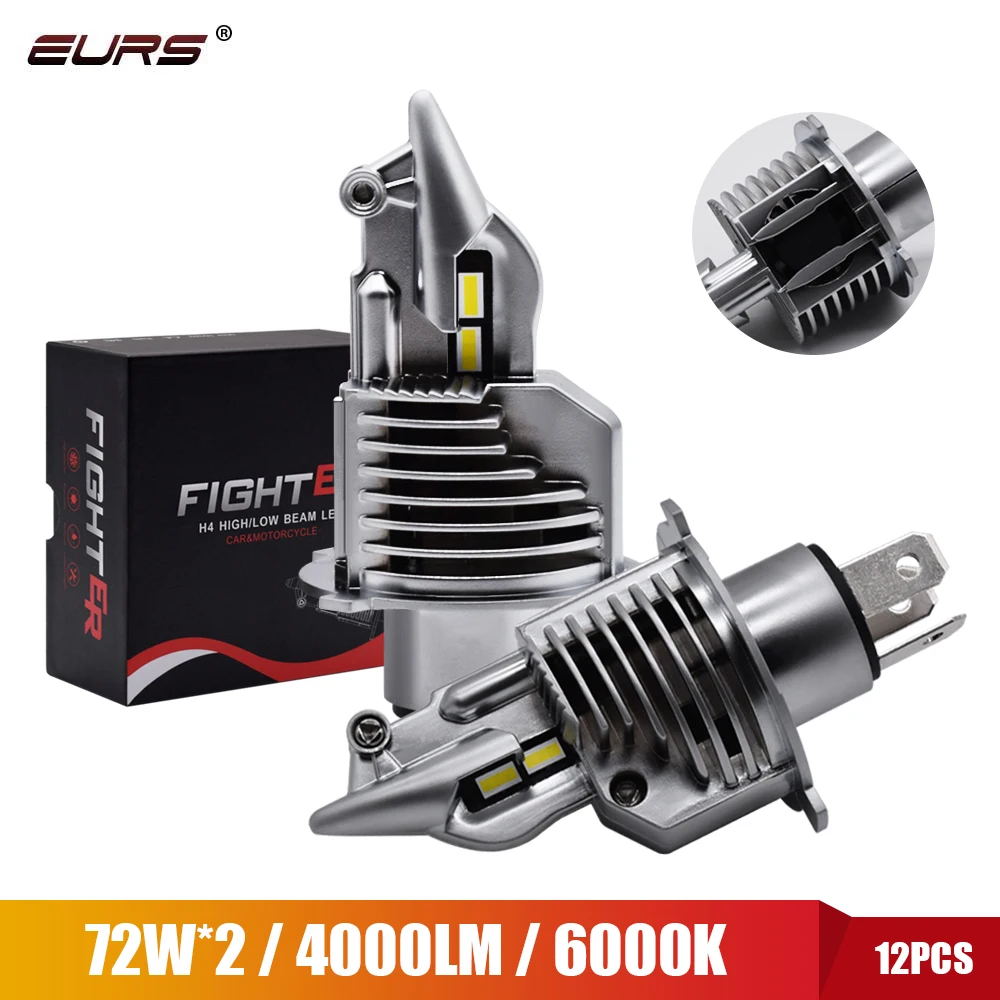 2 шт. H4 9003 HB2 светодиодный фары 12V 24V 72W для 16000LM 6000K супер автомобилей высокого луча