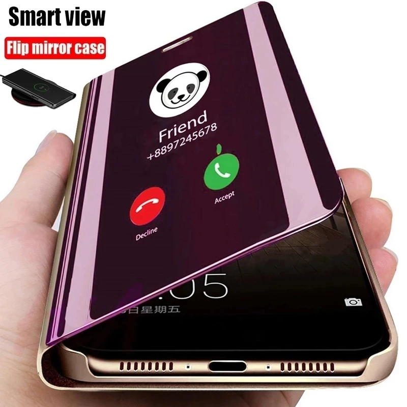 Luxury Smart Mirror Flip Case For Xiaomi Redmi Note 10 9 Pro 9C 9A 8T 8 7 K20 K30 K40 11 Poco M3 X3 Nfc Cover | Мобильные телефоны