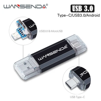 

WANSENDA USB Flash Drive USB 3.0 & Type C & Micro OTG Pen Drive 512GB 256GB 128GB 64GB 32GB 16GB Pendrive High Speed USB Stick