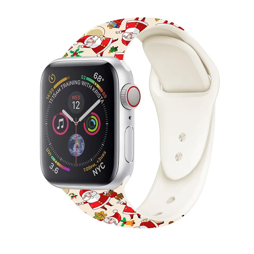 Силиконовый ремешок для apple watch 5 44 мм 40 мм iwatch band 38 мм 42 мм Рождественский браслет для часов apple watch 4 3 2 apple watch band