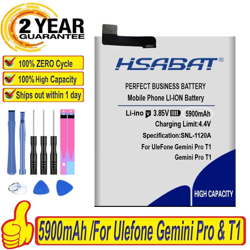 100% Оригинальный аккумулятор HSABAT 5900 мАч для Ulefone Gemini Pro T1 | Мобильные телефоны и